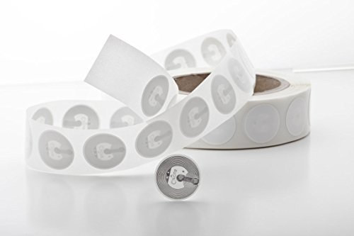 NFC Tag Sticker-Aufkleber 30 mm, 924 Byte, kompatibel mit allen NFC-fähigen Smartphones, 20 Stück in weiß, optimal für Kontaktdaten/Geräte-/ Profilsteuerung (Wlan, Bluetooth, SMS)