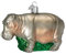 Old World Christmas 12158 Zoo und Wildtiere Glas geblasene Ornamente für Weihnachtsbaum Nilpferd, grau