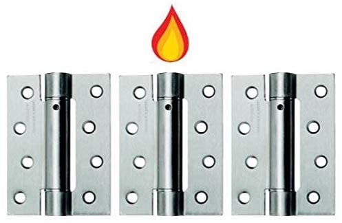Excel 3 x Fire Door Hinges Single Action Residential Adjustable Self Closing Spring - Satin Chrome Plated