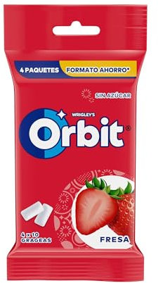 Orbit Chicle Sin Azúcar Con Sabor A, Pack De 4 X 10 Unidades, Fresa, 70 Gramo, 4 Unidades
