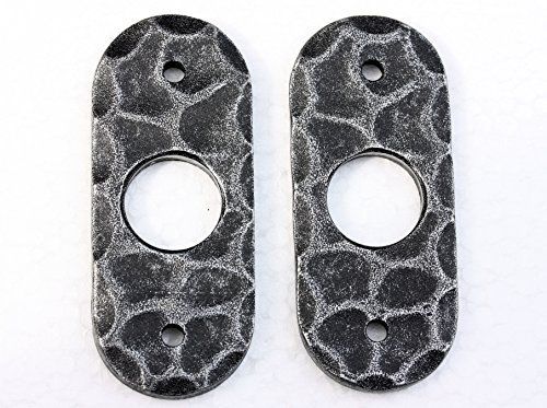 UHRIG 2x Rosette oval für Türdrücker, Schmiedeeisen Beschlag für Türklinke an Haustür, Zimmertür usw.