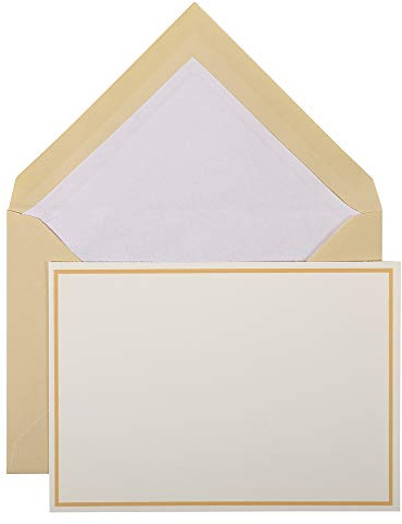 Lalo 32606L Karten Set Vergé de France (25% Hadern mit 10 Karten Vergé Papier 300 g, 107 x 152 mm, mit Farbrand champagner, 10 Umschläge, champagner, weiß gefüttert, 114 x 162 mm, 1 Pack)