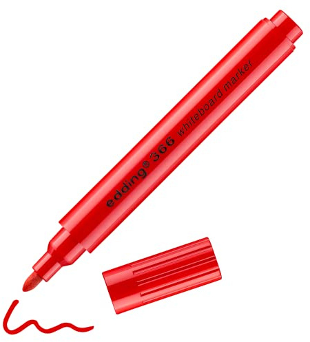 edding 366 whiteboard marker - rot - 1 schlanker Whiteboard-Stift - runde Feder 1 mm - trocken abwischbar - für Whiteboards, Glas, Magnet- und Memoboards