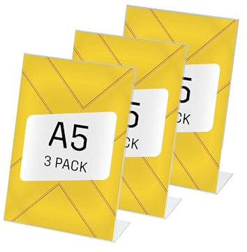 Kangaro SY112 Soporte de Sobremesa, Inclinado, Acrílico, Transparente, para A5, 3 Unidades