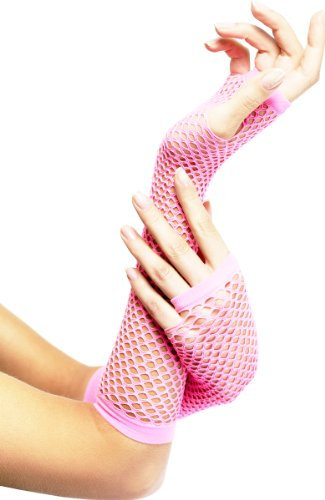 Komonee Baby Pink Long Fishnet Gloves Fingerless Party Fancy Dress Tutu Rave Hen Night (LFG09)