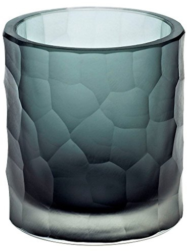 CRISTALICA Teelichtglas Kerzenhalter Votiv Windlicht Moonlight Höhe 9,5cm grau Handmade
