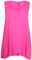 Womens Sleeveless Ladies Stretch Gathered Round Neck Uneven Hem Long Vest T-Shirt Top, Fuchsia, 8-10