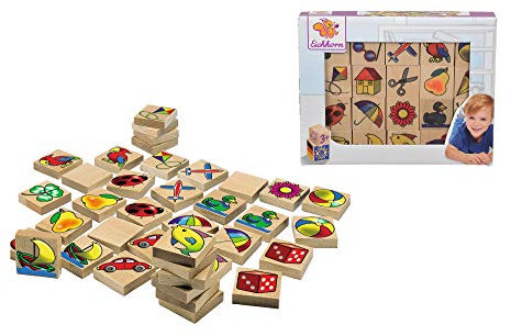 Eichhorn/Heros 100072402 - Holz Bilder-Memo Spiel, 40-teilig, mit 20 verschiedenen Motiven, aus Buchenholz - Made in Germany