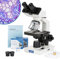 OMAX - 40X-2000X Binocular Microscopio Compuesto LED Lab Con Doble Capa Etapa Mecanica + 100 tapas de diapositivas en blanco y vidrio + 50 papel limpiador de lentes