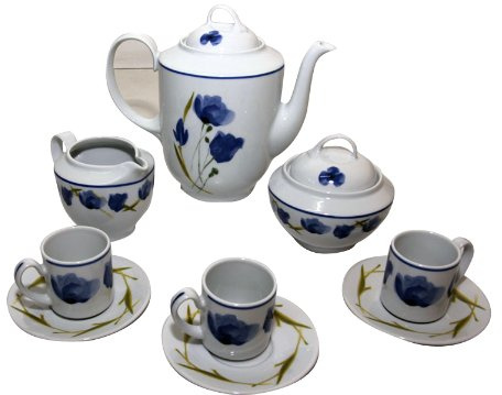 Santa Clara Aloia Campiña Amapola - Juego de café 12 Servicios, 27 Piezas