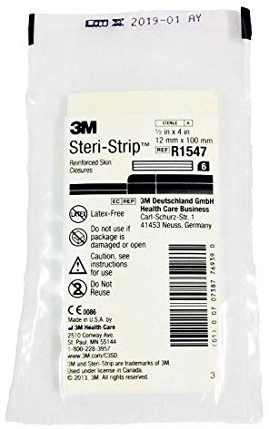 Steri-Strip 1/2 Renforcé Adhésif Peau Fermetures - 1 Enveloppe (6 Bandes)