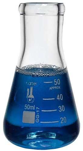 50ml Narrow Mouth Glass Flask Erlenmeyer with Rubber Stoppers, Karter Scientific 213G26 (Single), Glassware & Labware