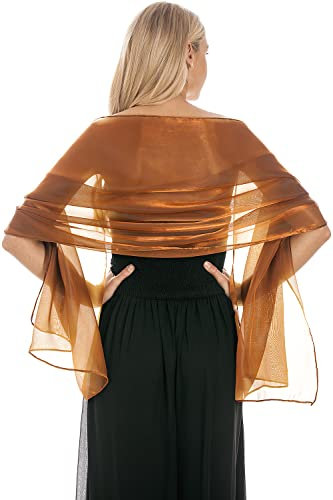 Central Chic Schöner seidiger Schal Pashmina Schal für Hochzeiten, Brautjungfern, Braut, Parteien, Hochzeitsgäste - braun