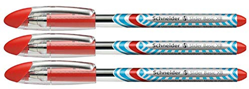 SCHNEIDER Kugelschreiber Slider Basic, extrabreite Spitze, Rot, 3 Stück