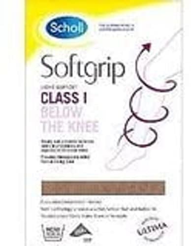 Scholl Softgrip Light Support Class I Compression Stockings for Women - Below The Knee, Closed Toe - Natural, Medium, Stockings for Travel, Varicose Veins, Swelling Relief
