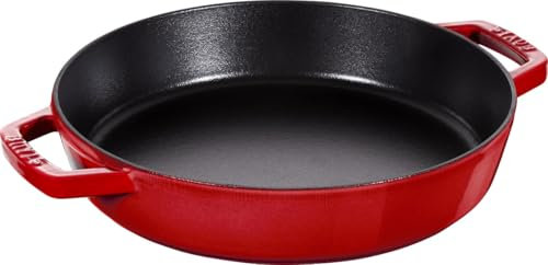STAUB Poêle en Fonte à Double Poignée, Ronde, Ø 26 cm, Cerise