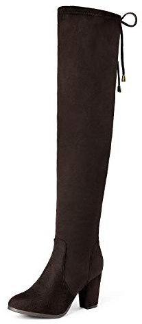 DREAM PAIRS Stivali Donna Sopra il Ginocchio Highleg Classici Stivali Alti da Donna in Pelle Scamosciata Tinta Unita,Size 38.5,Marrone,HIGHLEG