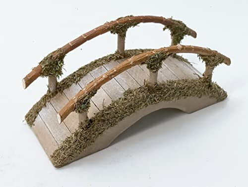 Brücke aus Holz für die Weihnachtskrippe, braun gebeizt. Krippenzubehör. 15 cm.
