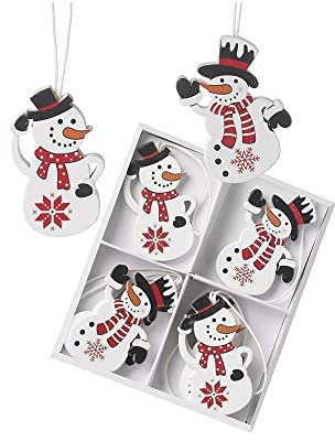 Set aus Holz Schneemänner Weihnachten Weihnachtsbaumschmuck (6 cm)