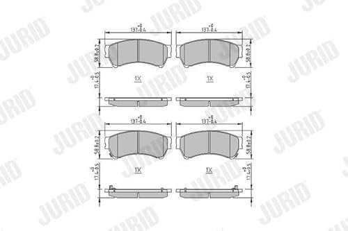 JURID Brake Pads | 572628J | OE-Matching Quality | Low Noise & Long Life | Pack of 4