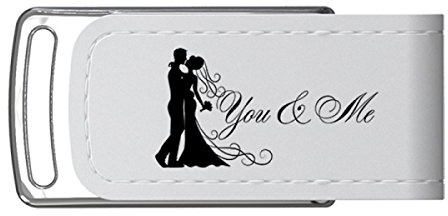 USB-Stick mit Hochzeitsmotiv – Edles Design aus Kunstleder und Metall, ideal als Hochzeitsgeschenk oder für Erinnerungsfotos (16GB/32GB/64GB). USB 3.0 (You & Me, 32GB)