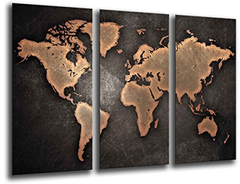 Wandbild - Weltkarte, Weltkarte, Vintage, 97 x 62 cm, Holzdruck - XXL Format - Kunstdruck, ref.26138