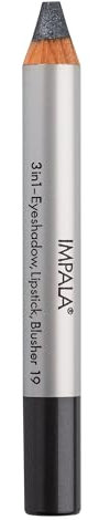 Impala 3-in-1 Jumbo Stift | Lidschatten, Lippenstift und Rouge | Geschmeidige Textur und Lange Lebensdauer | Intensive Farben | Farbe 19 Metallisches Dunkelgrau