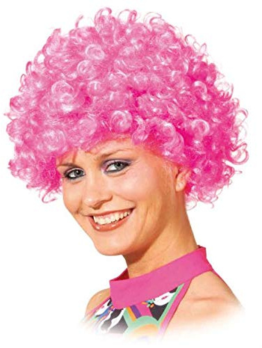 Perücke: Wuschel-Haar für einen fülligen Bubikopf mit kleinen Locken, Farbe:pink / fuchsia