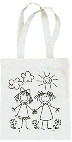 Rayher 3827200 Baumwoll-Tasche, bedruckt, beige, 25x21 cm, Freundinnen
