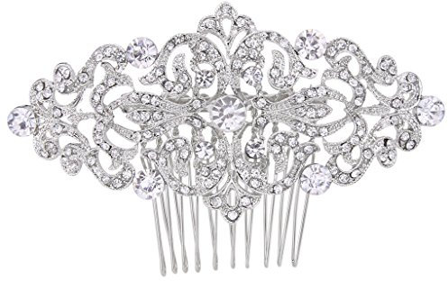 EVER FAITH® österreichischen Kristall Art Deco Braut Haarkamm Haarschmuck Klar Silber-Ton