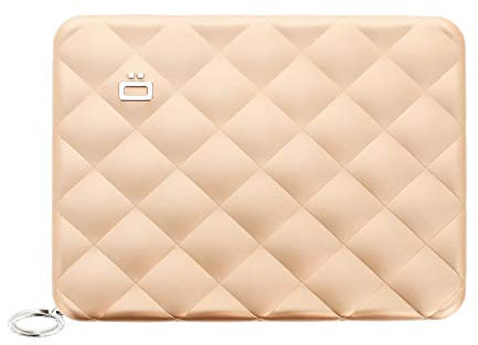 ÖGON Smart Wallets Portefeuille Compagnon pour Femme, en Aluminium Rigide Effet matelassé, Protection RFID Contre la fraude et la démagnétisation, modèle Lady Case Helsinki Large, Format Passeport