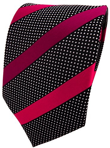 TigerTie Designer Krawatte in rot bordeaux schwarz silber gestreift