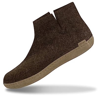 Glerups Filz Hausschuhe Herren und Damen (Größe 46) | Komfortable Hausstiefel Damen & Herren mit Weicher Sohle aus Leder | Filzstiefel Herren & Damen Winter | Comfortable Slippers Women & Men