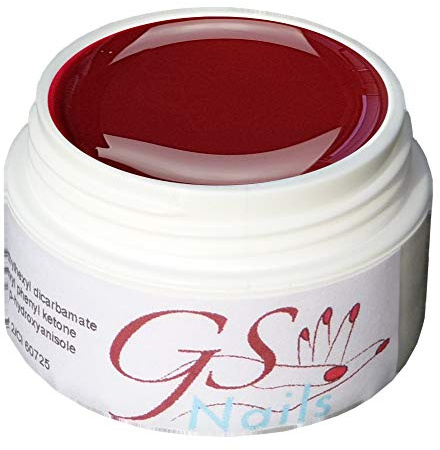 GS-Nails UV Farb-Gel für Nail-Art & Nagel-Design - 5 ml UV-härtendes Cover-Gel - Nail-Gel - selbstglättendes Nagel-Gel - dunkel Rot Lila - A5