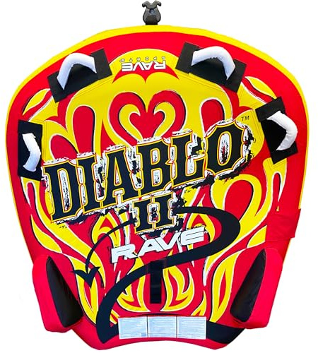 RAVE Sports Diablo II Boat Towable Tube - Inflatable Boating Tube for 1-2 Riders - Heavy-Duty Water Tube for Boats to Pull - Water Sports Towable with Quick Connector