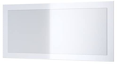 Vladon Spiegel Lima, Made in Germany, Wandspiegel mit Rahmen im modernen Stil, Weiß Hochglanz (89 x 45 cm)