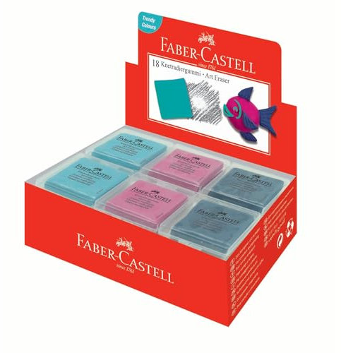 Faber Castell 127121 Knetgummi Radierer in Brombeer, Türkis, Lemon (insgesamt Menge: 3)