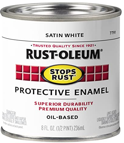 Rust-Oleum 7791730 Stops Rust Brush On Paint, Half Pint, Satin White
