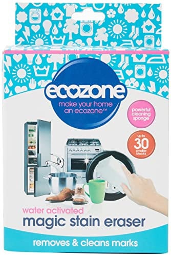 Ecozone Magic Stain Eraser, Powerful Cleaning Sponge, Water Activated Block, Removes & Cleans Marks, Multi Surface Use, Vegan Friendly Environmentally Conscious Cleaner for Kitchen, Bathroom & Home