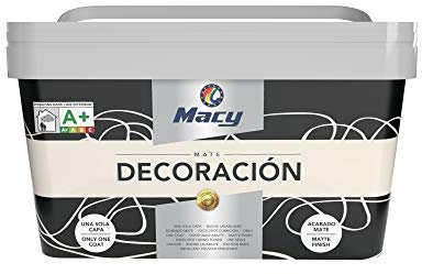 Macy Pintura Plástica Mate Decoración Interiores Excelente Cubrición, Acabado Perfecto. Color Pluma. 4 Litros