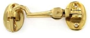 Securit Cabin Hook & Eye Silent Type in Polished Brass - 100mm (4)
