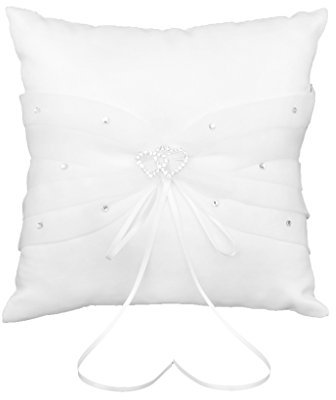 Coussin Oreiller Porteur de Bague Anneau d'alliance 20 x 20cm pour Mariage - Blanc