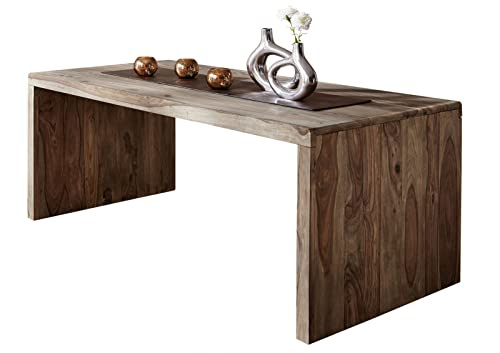 MASSIVMOEBEL24.DE Schreibtisch Sheesham grau geölt Nature Grey #712 | 200x90x77 cm (BxTxH) 80 kg Landhaus zerlegt vollmassiv
