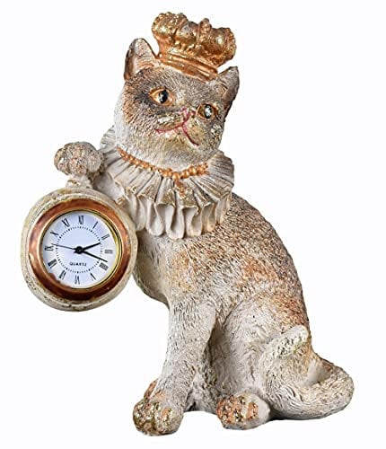 Tischuhr Katzenprinzessin Uhr Katze mit Krone Kaminuhr 17 cm Kätzchen tvc105 Palazzo Exclusiv