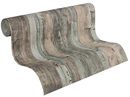 A.S. Création Vliestapete Best of Wood`n Stone 2nd Edition Tapete in Holz Optik fotorealistische Holztapete 10,05 m x 0,53 m bunt Made in Germany 954052 95405-2