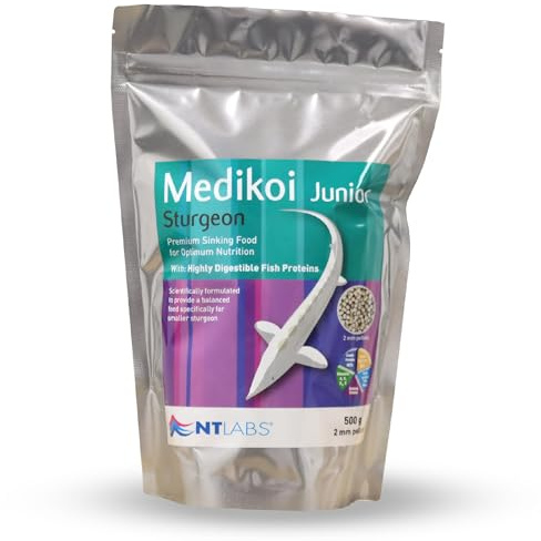 NT Labs Medikoi Sturgeon Multi-Season Junior 2mm Pellets (500g) | Fast-sinking sturgeon feed utilises highly digestible proteins for year round feeding to maximise nutrient uptake.