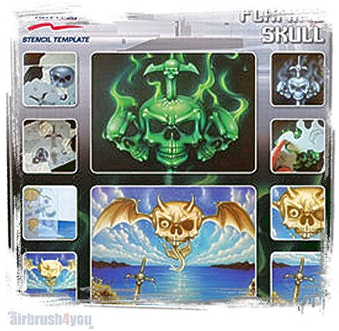 Airbrush Stencil Templates Flaming Skull 410136 Harder & Steenbeck