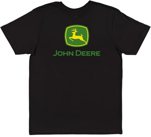 John Deere Herren-T-Shirt mit Markenlogo, kurzärmelig, Schwarz, Größe S