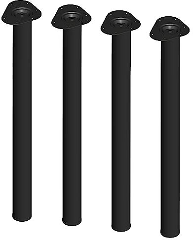 Element System 4 Stück Stahlrohrfüße rund, Tischbeine, Möbelfüße inklusive Anschraubplatte, Länge 80 cm, Durchmesser 60 mm, 4 Farben, 6 Abmessungen, schwarz, 11102-00049