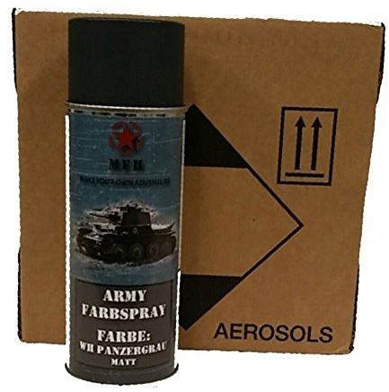 6 DS BW Army Farbspraydosen Sprüh Armeelack a. 400ml 12,98 ?/Liter Panzergrau